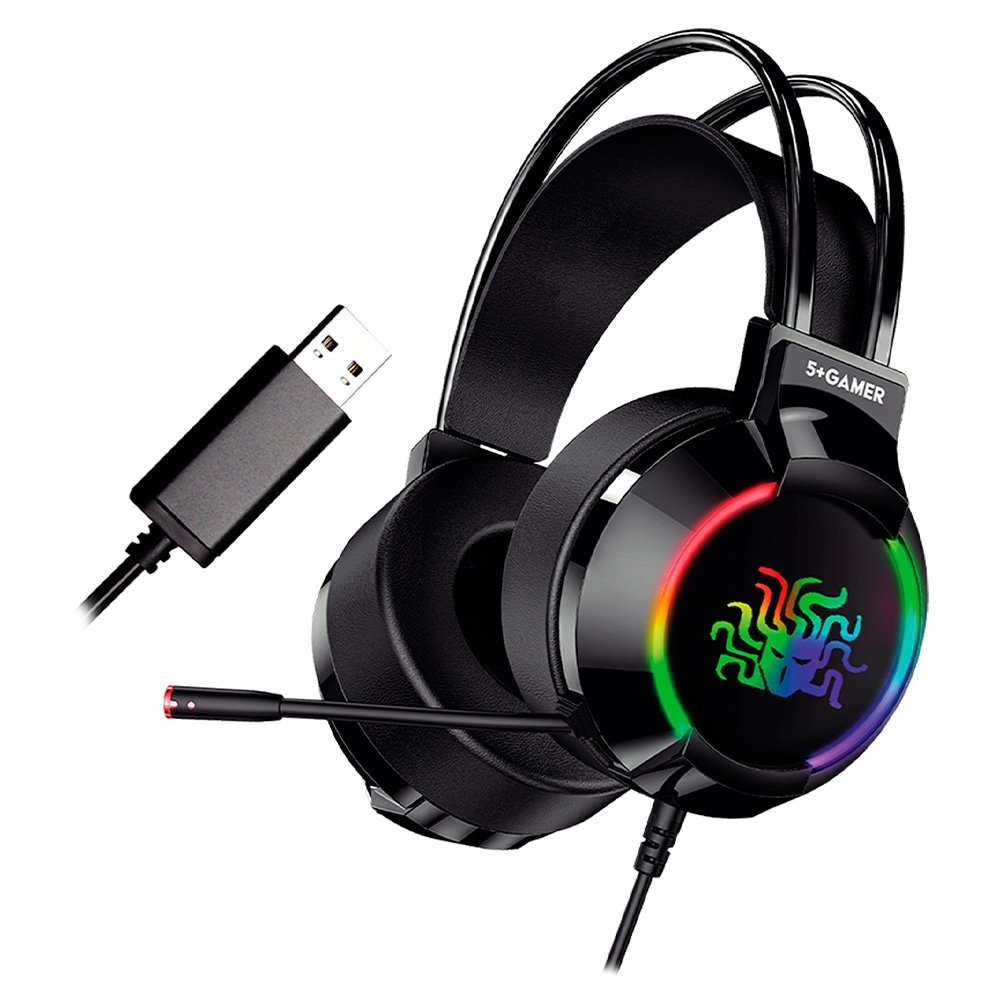 Headset Gamer 5+ W5-2000, RGB, 7.1 Surround, Drivers 50mm, USB, Preto - 015-0084