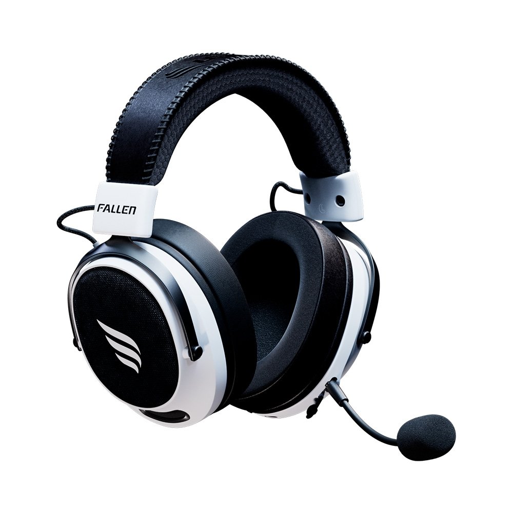 Headset Gamer Sem Fio Fallen Morcego Pro Wireless, 7.1 Virtual, Surround, Bluetooth 5.2, Microfone Destacável, Branco - HE00061