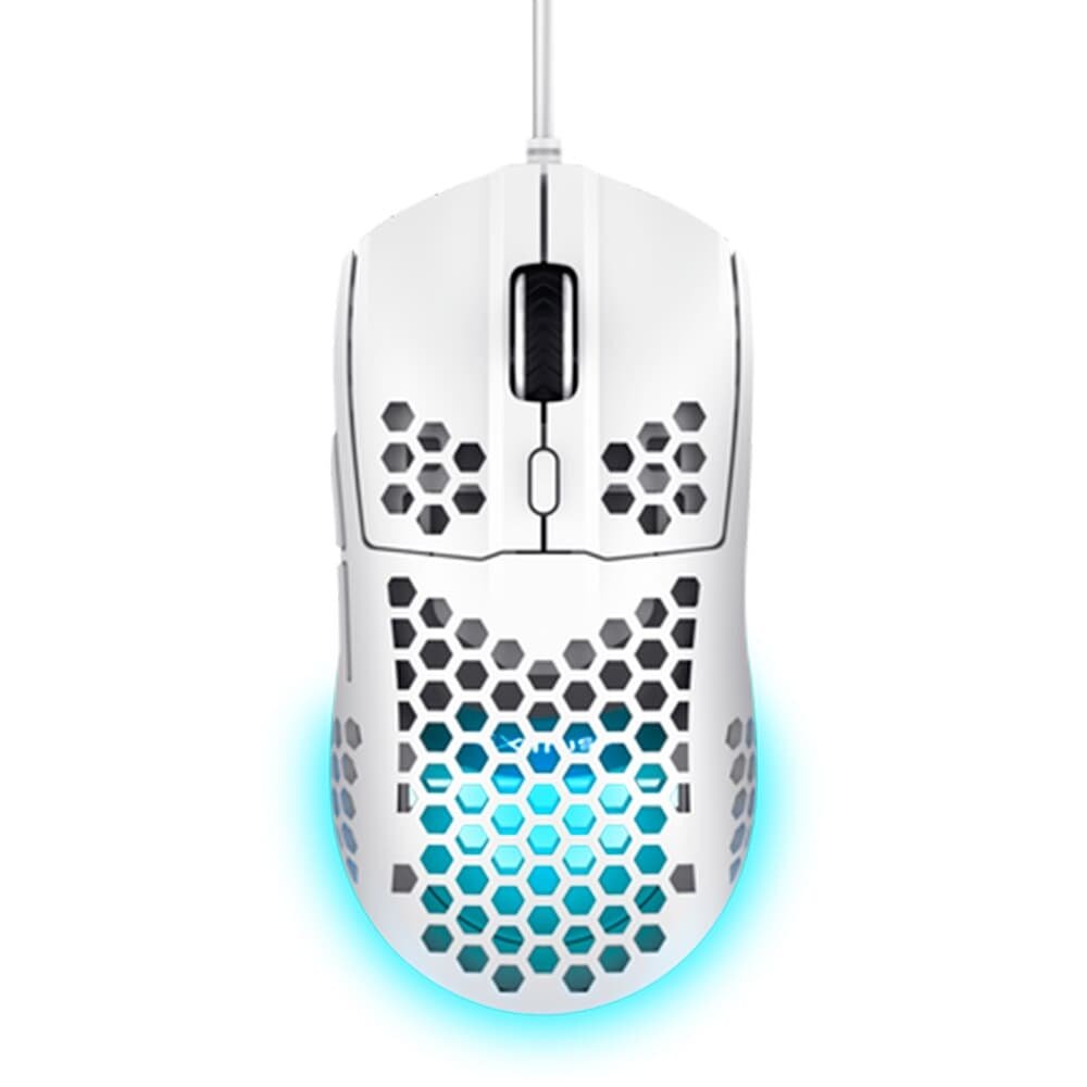 Mouse Gamer GXTrust 928W Helox Ultraleve, RGB, 6 Botões, 6400 DPI, USB, Branco - 25389