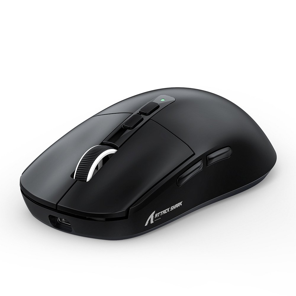 Mouse Gamer sem Fio Attack Shark X6 Ultraleve com Base de Carregamento Magnético RGB, Tri-Mode, 26.000 DPI, Sensor Óptico PAW3395, 7 Botões Programáveis - Preto