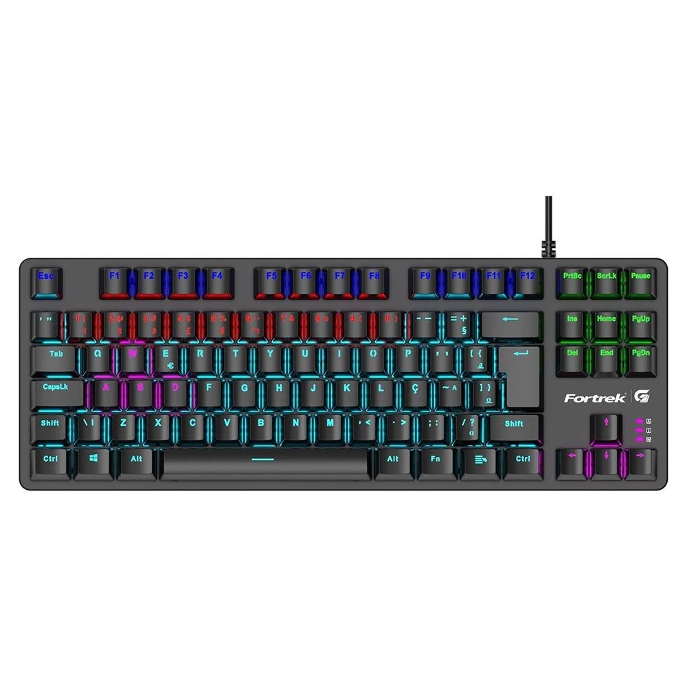 Teclado Mecânico Gamer Fortrek Black Halk, LED, Switch Outemu Brown, ABNT2, Preto - 75939