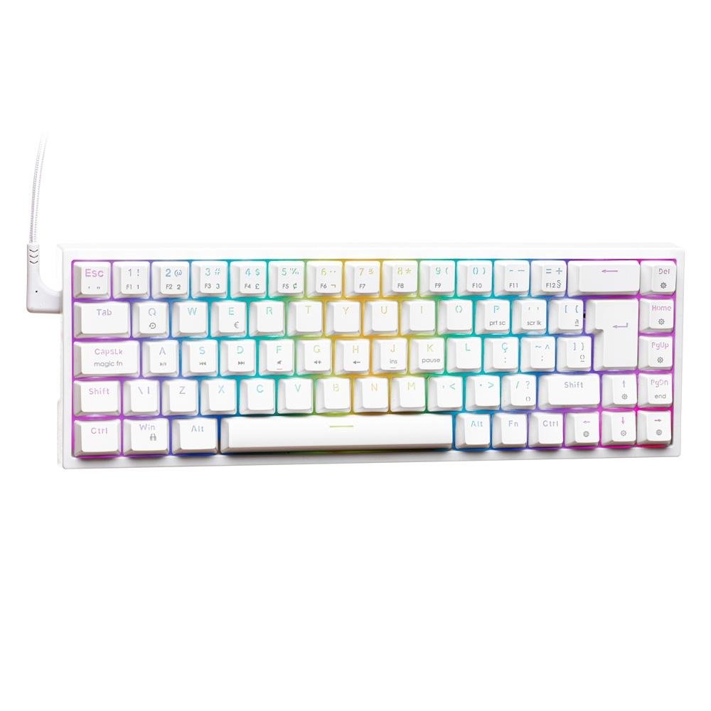 Teclado Mecânico Gamer Husky HailStorm, 65%, RGB, Switch Gateron Red, ABNT2, Branco - HTG002BRVR