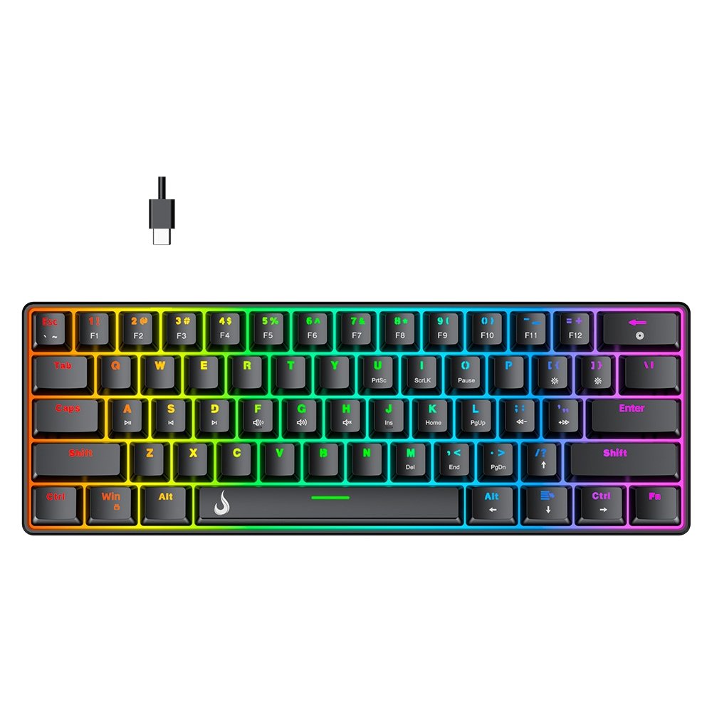 Teclado Mecânico Gamer Rise Mode GM1 Black, RGB, Switch Outemu Red - RM-TCM-GM1-BRED