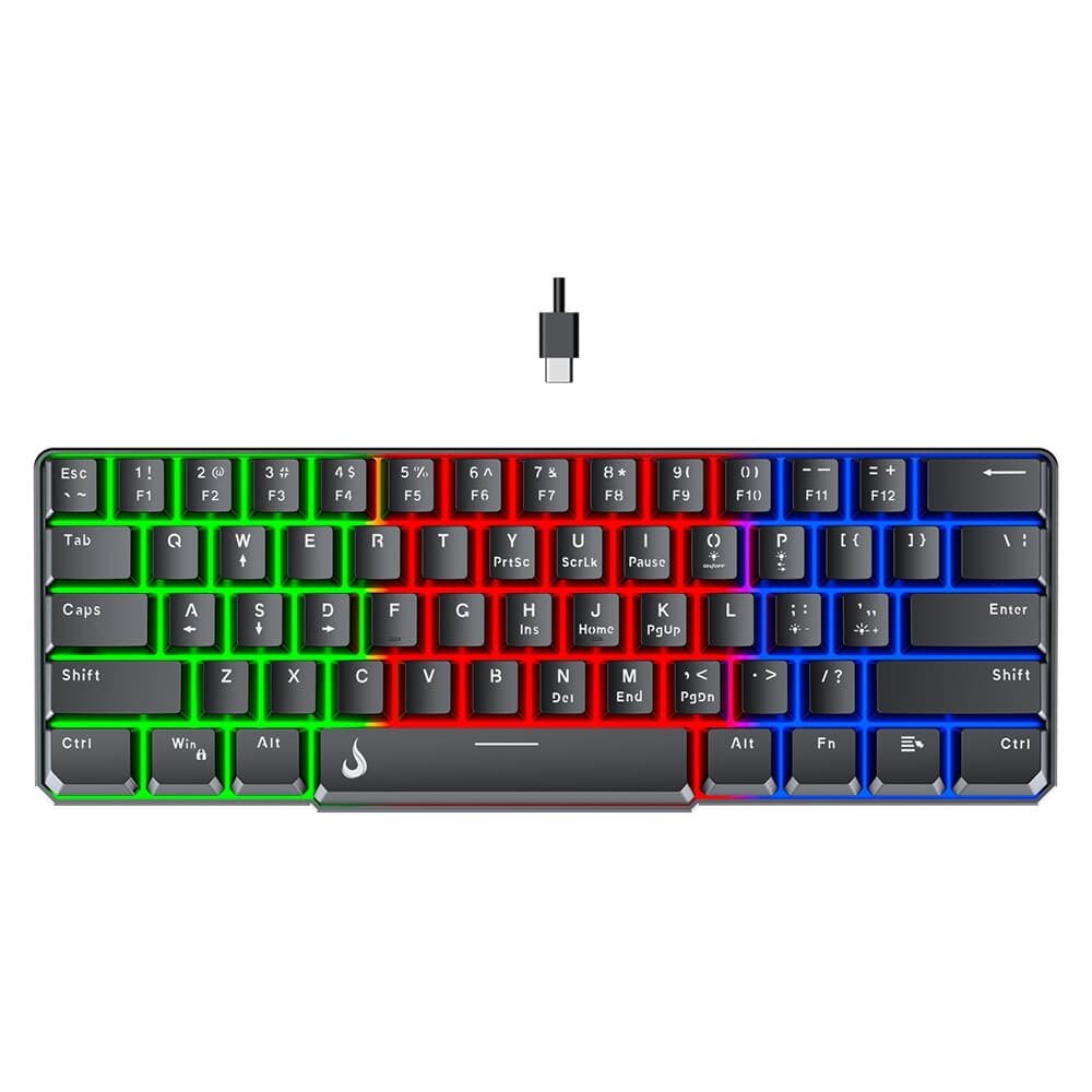 Teclado Semi Mecânico Gamer Rise Mode G2 Mini, RGB, USB-C, Layout 60%, Preto - RM-TG-02-B