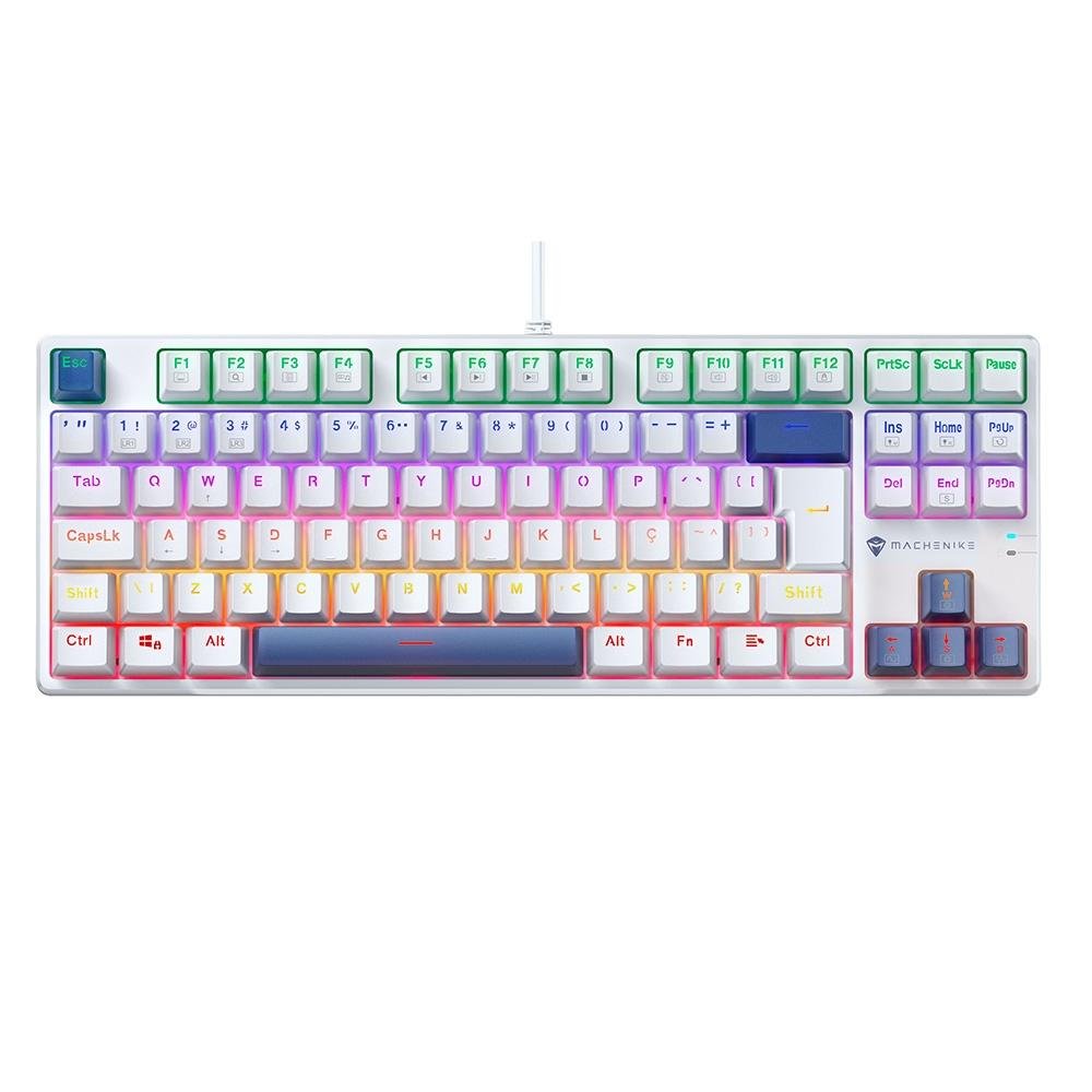 Teclado Mecânico Gamer Machenike K500B-B87, Switch Brown, Abnt, Azul - REF JJ02G200A