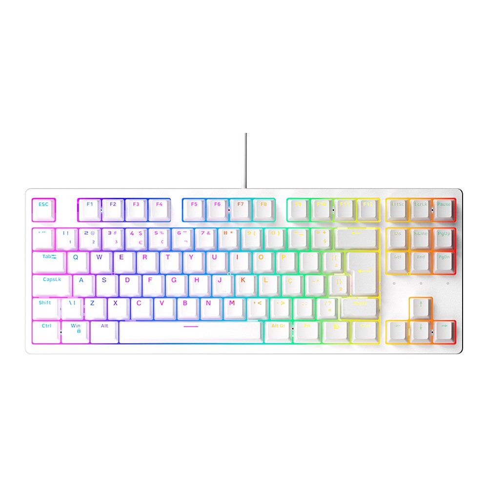 Teclado Mecânico Gamer Husky Sled, TKL, Branco, ABNT2, RGB, Switch Gateron G Pro Brown - HTG500BRMA