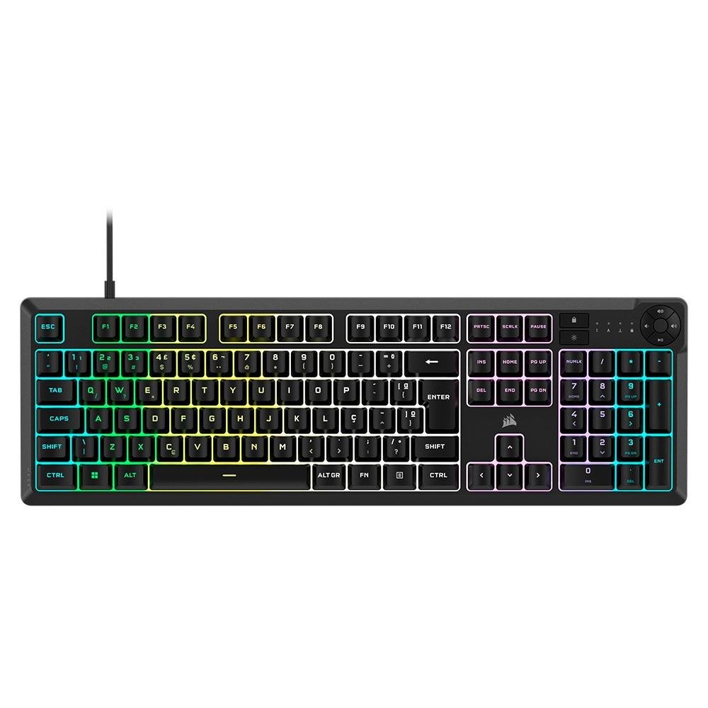 Teclado Gamer Corsair CORE K55 RGB, iCUE, RGB, USB 2.0, Preto - CH-9226C65-BR