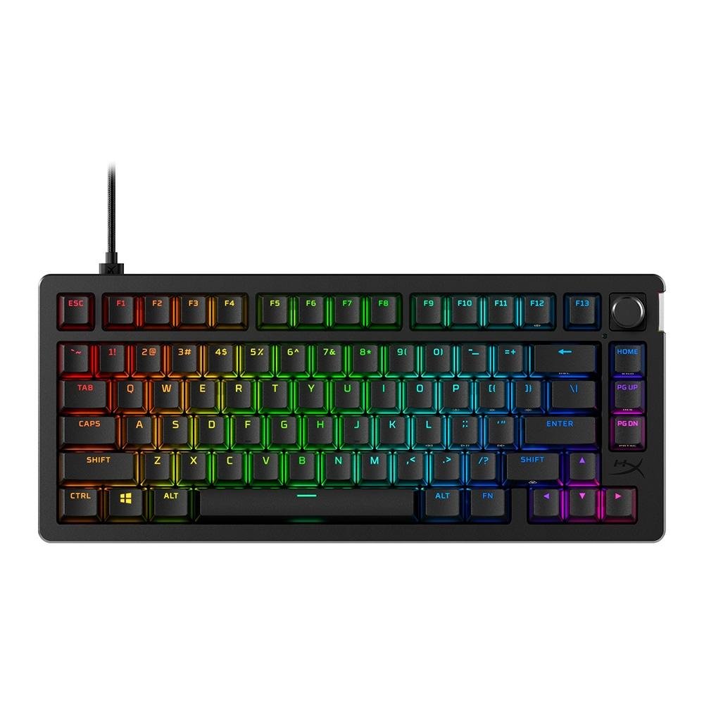 Teclado Mecânico Gamer HyperX Alloy Rise GKBD 75, RGB, Switch linear, Layout 75%, anti-ghosting, Preto - 7G7A4AA