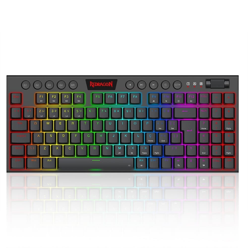 Teclado Mecânico Gamer Redragon Kurama, RGB, Switch Marrom, ABNT2, cabo USB-C removivel, Preto - K625P-KB (PT-BROWN)