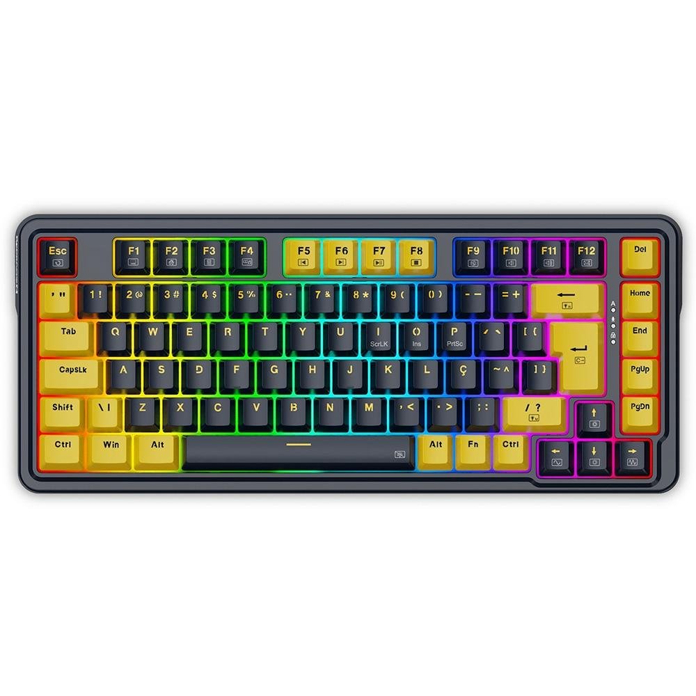 Teclado Mecânico Gamer Redragon ELF, RGB Chroma Mk.II, Switch Melt Gold, Cabo USB-C Removível, ABNT2, Preto E Laranja - K649PY-RGB PT