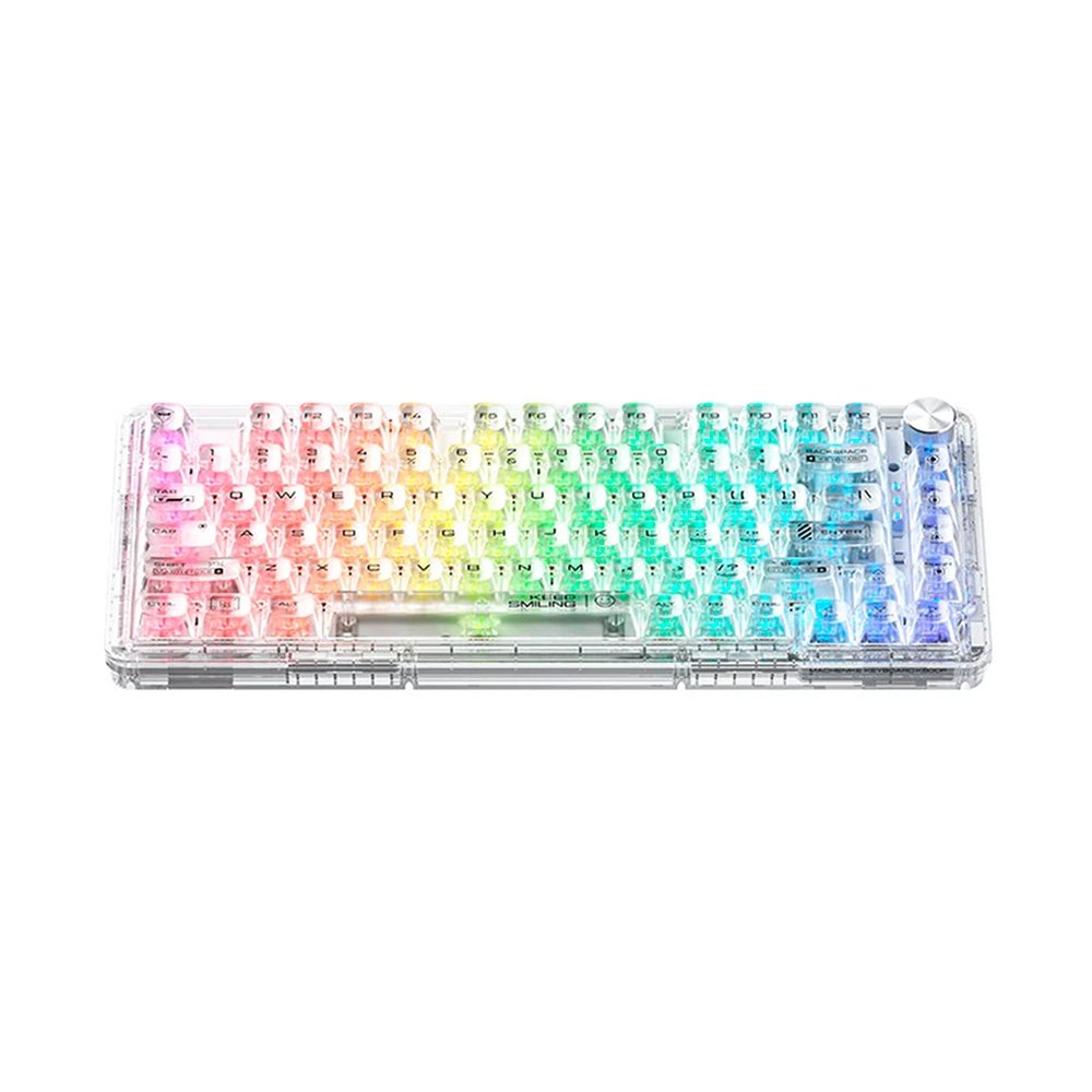 Teclado Mecânico Gamer Machenike K500f-B81 CRYSTAL, 75%, Switch Crystal Tátil Hot-Swappable, Branco Transpar4ente - K500F-B81 WH BX