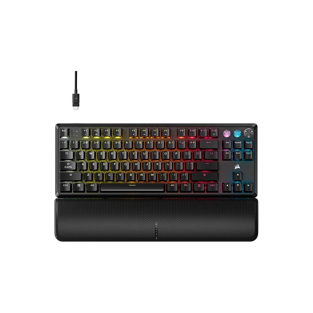 Teclado Magnético Gamer Corsair K70 PRO TKL LED RGB, Switch CORSAIR MGX, Hall Effect, Rapid Trigger, Anti-Ghosting, US, Preto - CH-911911G-NA