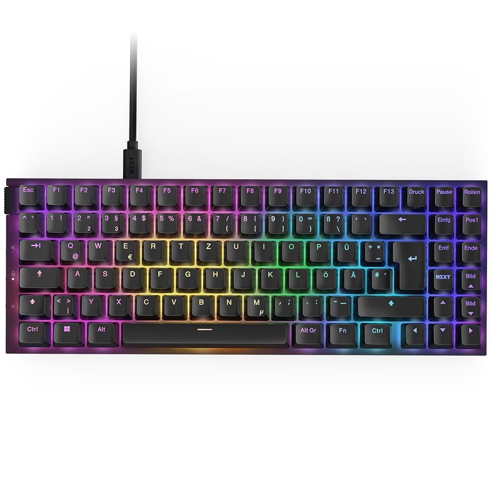 Teclado Óptico Gamer NZXT Function 2 MiniTKL, RGB, USB-C, Layout US, Preto - KB-002NB-US