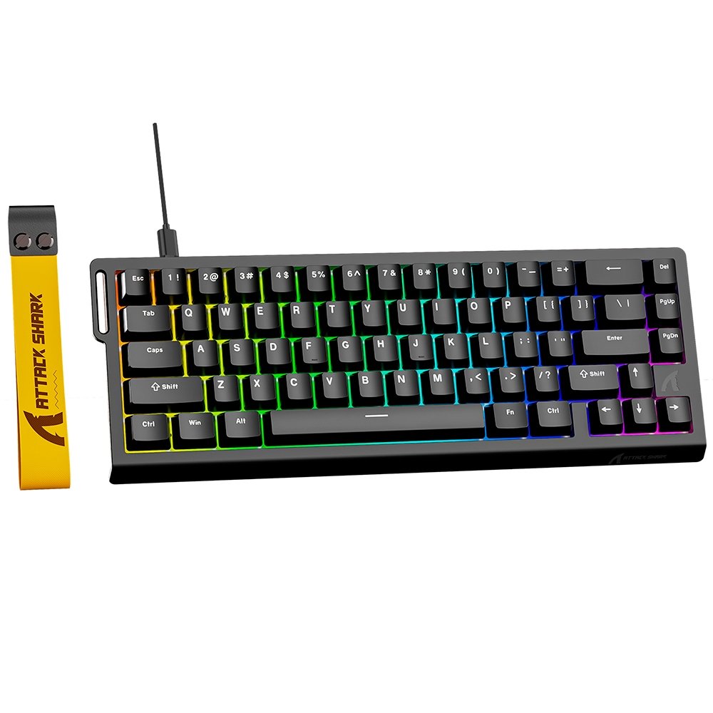 Teclado Magnético Gamer Attack Shark X68 HE, Rapid Trigger, 8000Hz, 0.01mm, 65%, Black, Preto - AS-X68HE-BK