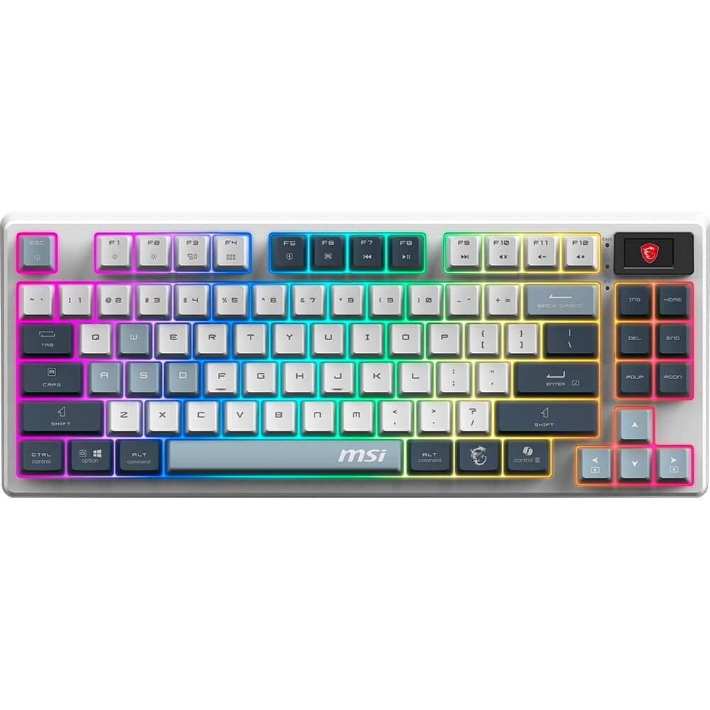 Teclado Mecânico Gamer Sem Fio  MSI Forge GK600 TKL SKY, RGB, Switch Linear, USB 2.0,Bluetooth, US, Preto - STRIKE600