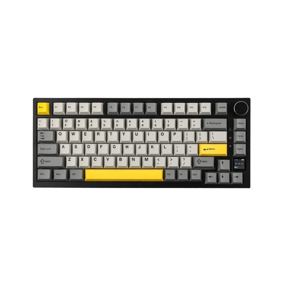 Teclado Sem Fio Mecânico Gamer AJAZZ AK820 Pro, Gasket Mount, Tela TFT, RGB, Tri-Mode, Switch Gift, Amarelo - Ajazz-AK820-Pro-GY-gift