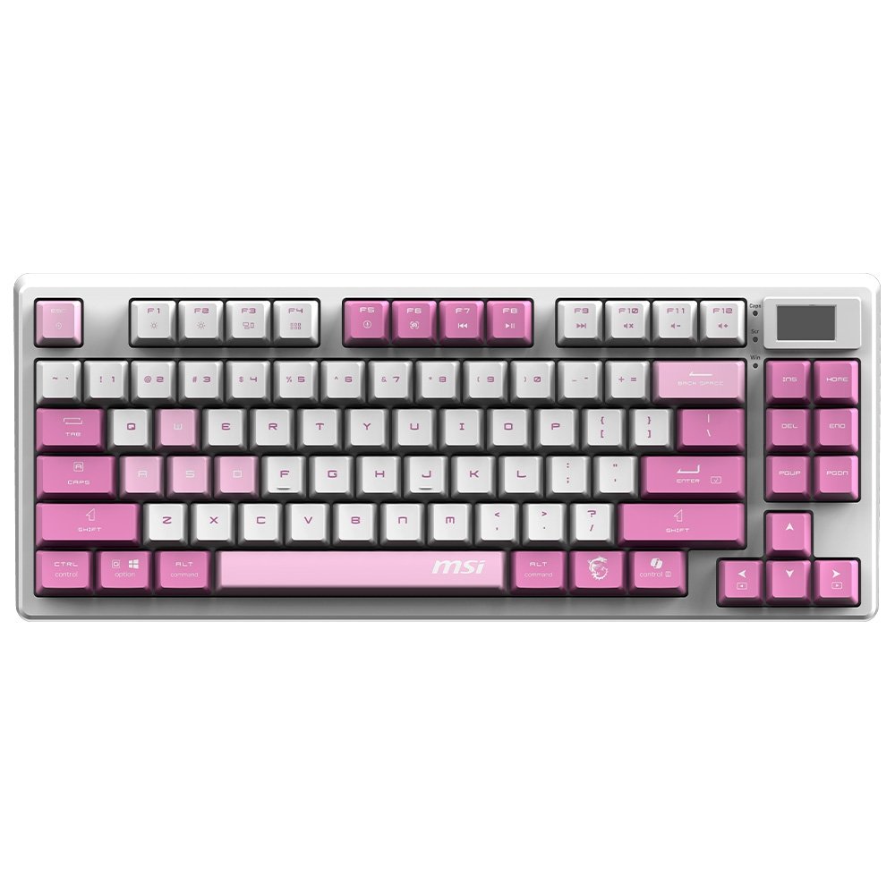Teclado Sem Fio Mecânico Gamer MSI Forge GK600 TKL W VIOLET, RGB, Switch Linear, USB 2.0,Bluetooth, US, Rosa - FORGEGK600V