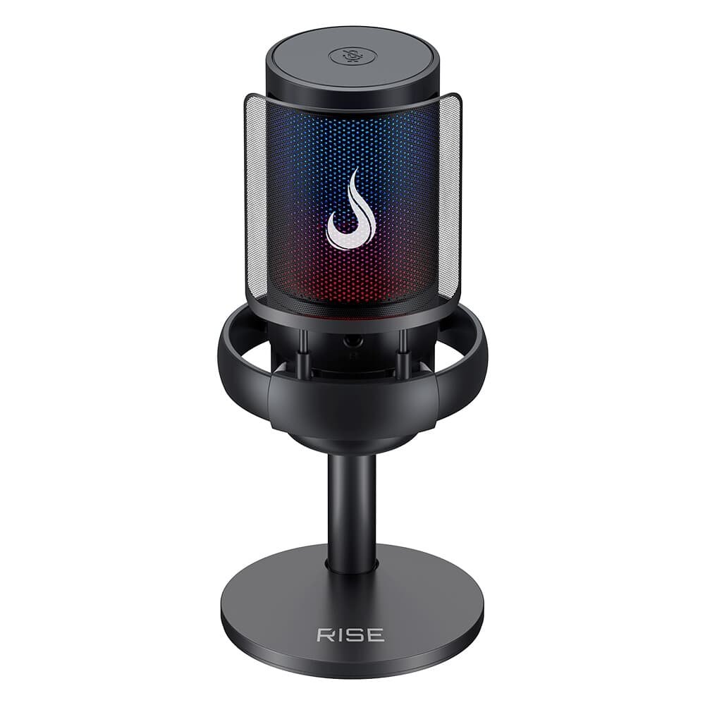 Microfone Gamer Rise Mode Elite 05 RGB, USB-C, Condensador, Filtro Anti-Ruído, Preto - RM-ME-05-B