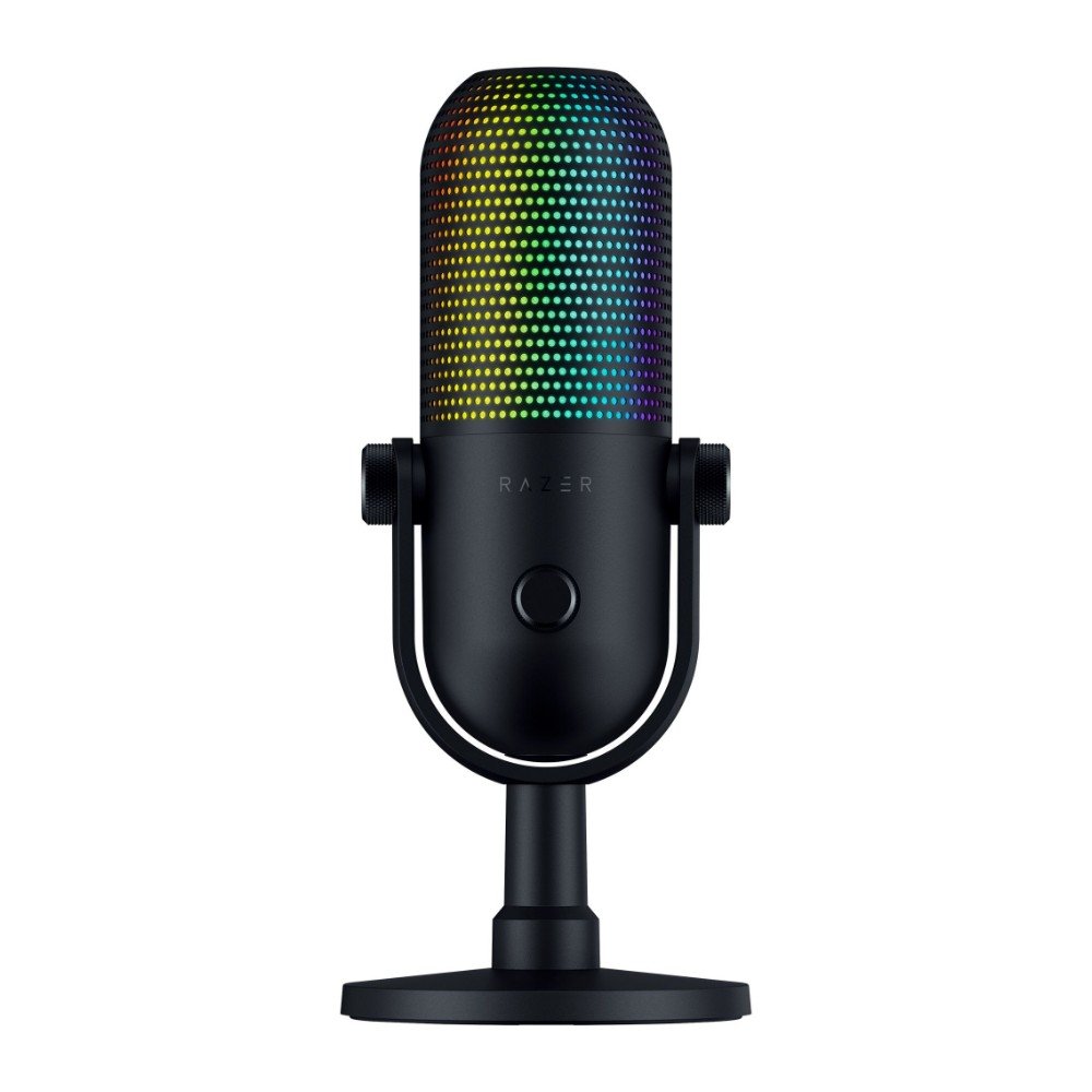 Microfone Razer Seiren V3 Chroma, RGB, Sensor Tap-to-Mute, Condensador, PC, Discord, OBS Studio, XSplit, USB, Preto - RZ19-05060100