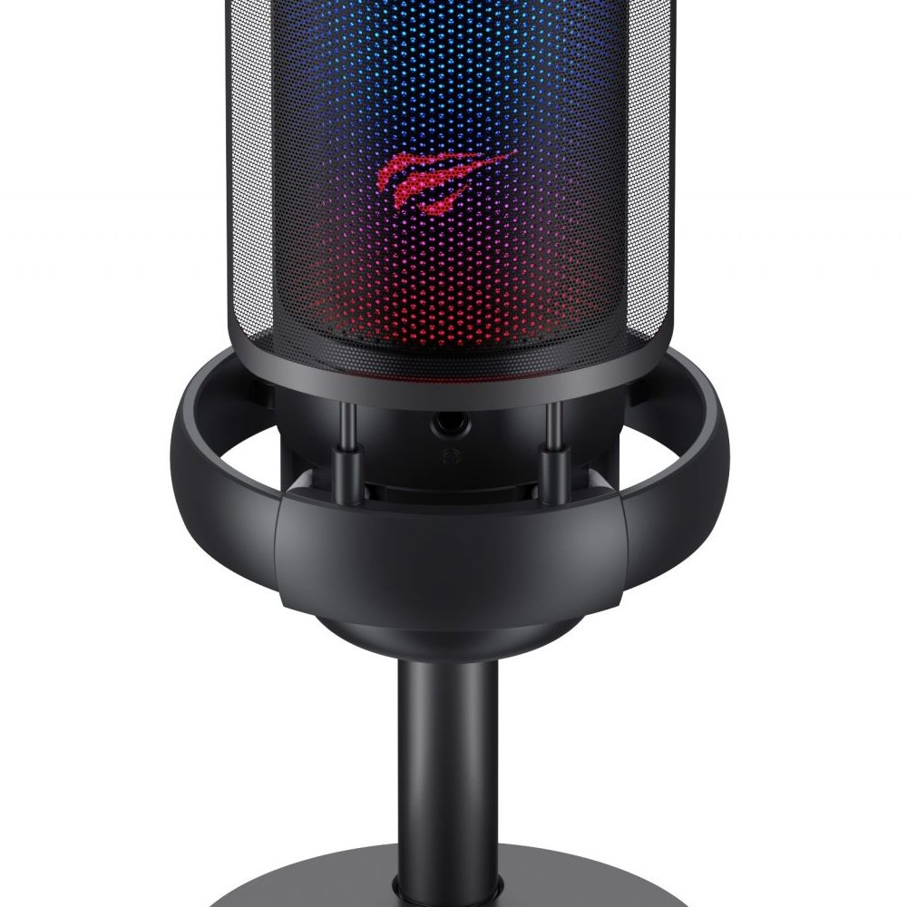 Microfone Gamer Havit GK50, RGB, Cardioide, Conexão USB-C, com Suporte, Preto - GK50 Pro Live