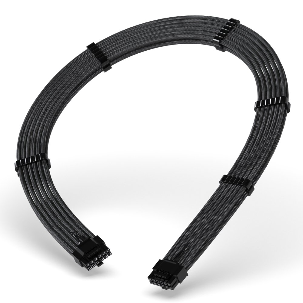 Cabo Extensor de Fonte Rise Mode Sleeved 12VHPWR, PCIE 5.0 16pin (12+4), 60cm, Preto - RM-SL-02-12VHPWR-FB