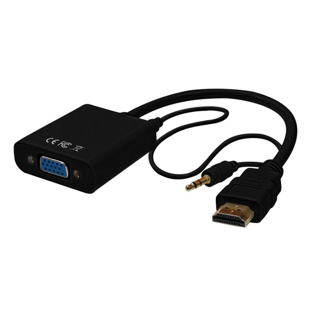 Cabo Adaptador HDMI para VGA + P2 Plus Cable, 10 Centímetros - ADP-HDMIVGA20BK