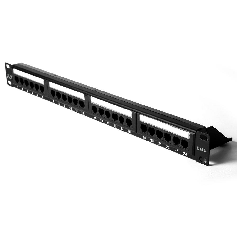 Patch Panel Plus Cable, CAT6, 24 Portas, Sem Guia, CAT.6, Preto - LA-P624