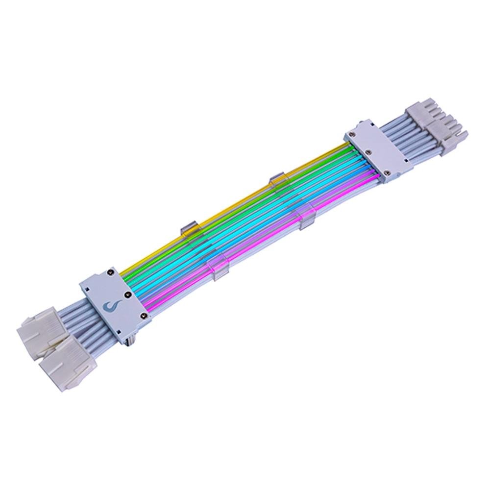 Cabo Extensor de Fonte Sleeved Rise Mode Aura, 2x 6+2p PCIe GPU, ARGB, Branco - RM-SLV-02-FW-ARGB