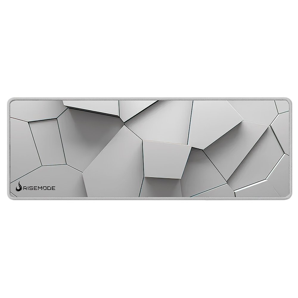 Mousepad Gamer Rise Mode 3D 02, Estendido 900x300mm, Borda Costurada, Branco - RM-MP-3D2-W
