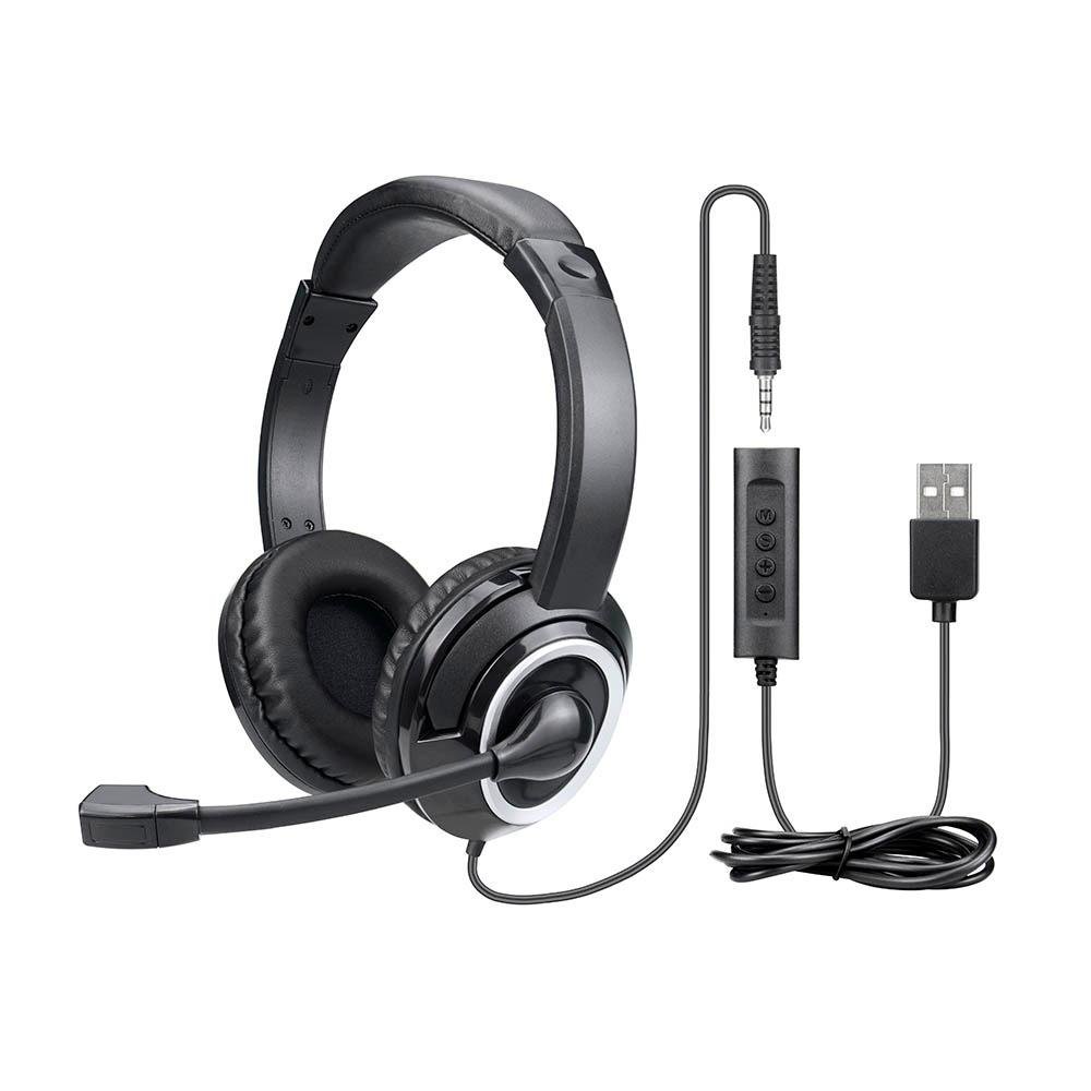 Headset Multi HF600, Drivers 40mm, P3 e USB, Slot para Tablet ou Celular, ABNT2, Preto - PH427