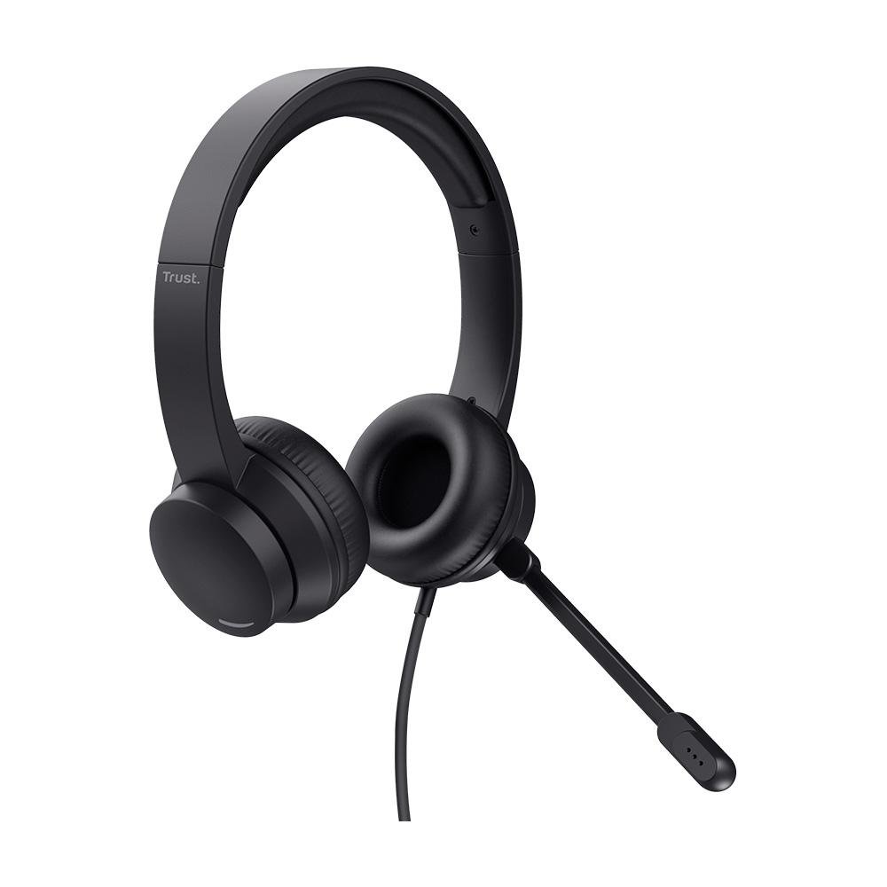 Headset Trust Ayda, Microfone Rebatível, Design Leve, Para PC, Conexão 3.5mm, Preto - 25087