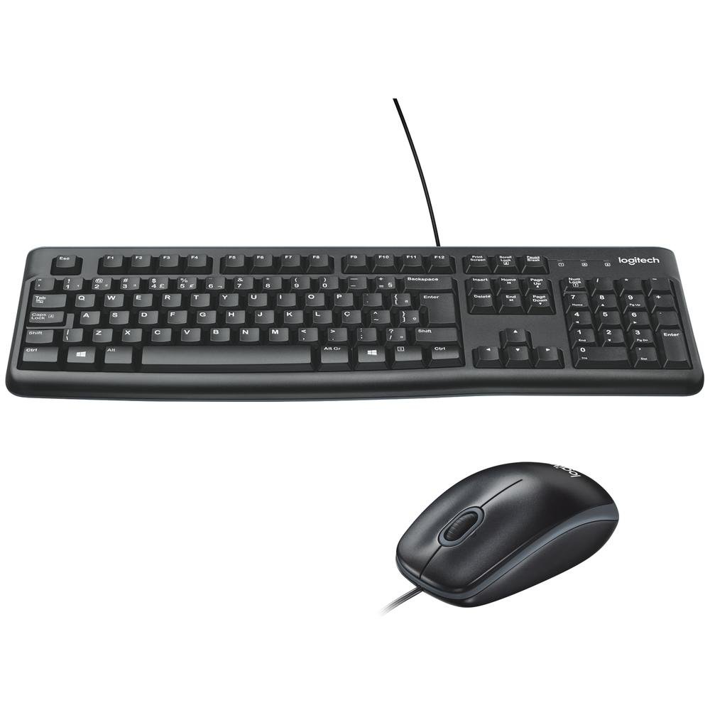 Combo Teclado e Mouse com fio USB Logitech MK120 com Design Confortável, Durável e Resistente à Respingos e Layout ABNT2 - 920-004429