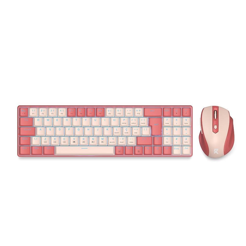 Kit Teclado e Mouse Redragon, USB, ABNT2, Rosa - BS-8772