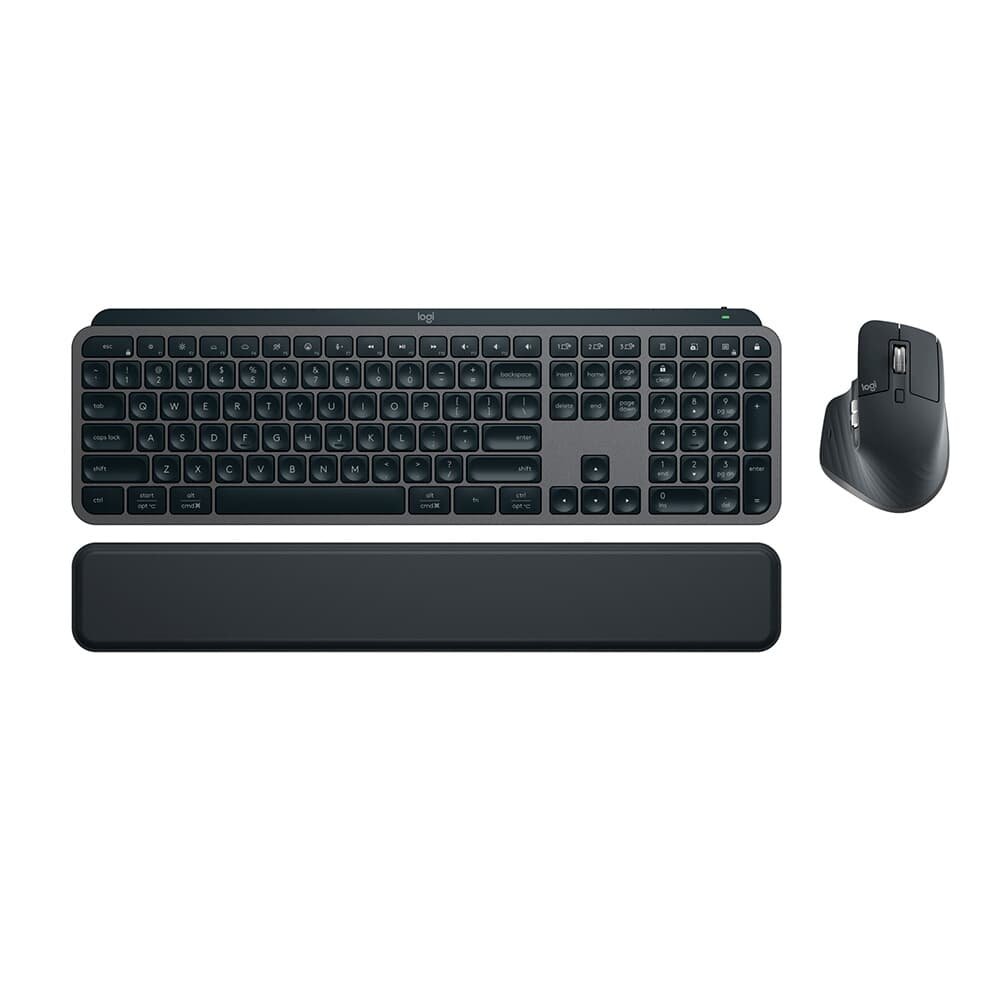 Kit Teclado e Mouse Sem Fio MX Keys S, Bluetooth ou Receptor Logi Bolt, com Apoio para as Mãos, Grafite - 920-011605