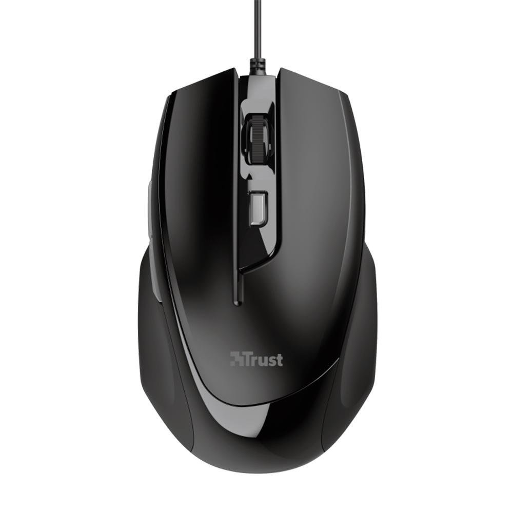 Mouse Trust Voca, Design Confortável, 6 Botões, 2400 DPI, USB, Preto - 23650