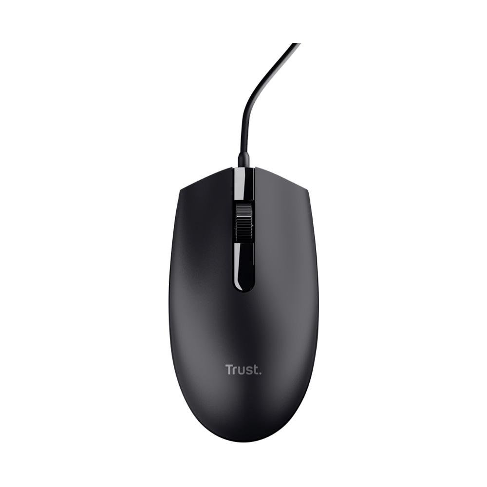 Mouse Trust TM-101, Design Ambidestro, 3 Botões, 1200 DPI, USB, Preto - 25295
