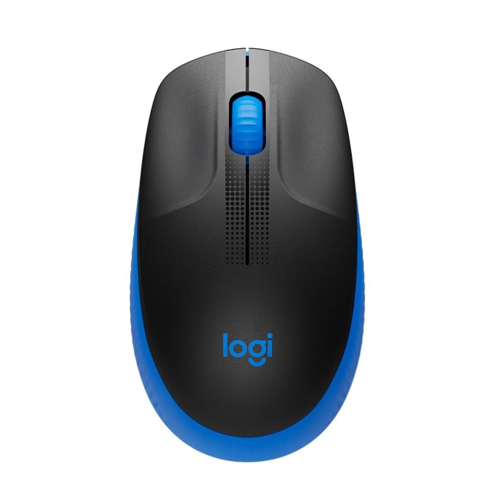 Mouse sem fio Logitech M190 com Design Ambidestro de Tamanho Padrão, Conexão USB e Pilha Inclusa, Azul - 910-005903