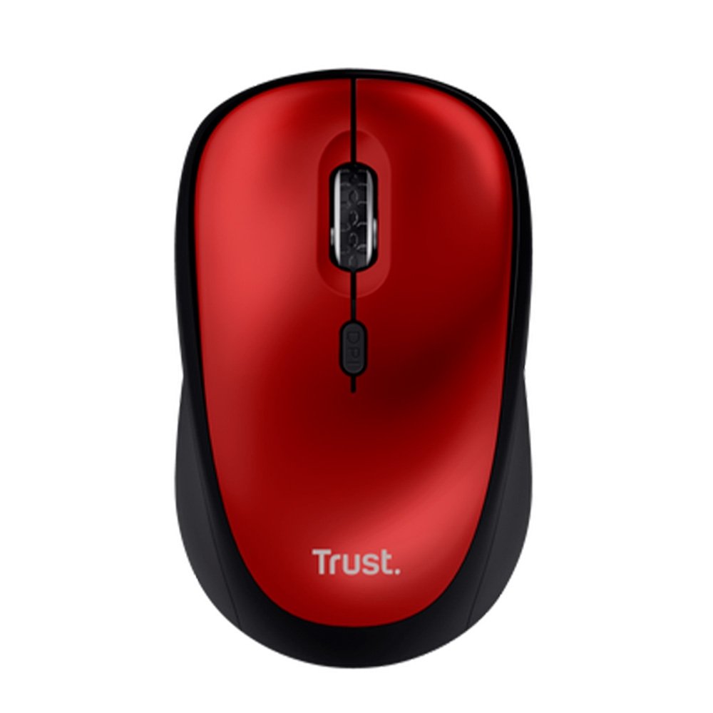 Mouse Sem Fio Trust Yvi+, Silencioso, 1600 DPI, Recetor USB, Vermelho - 24550