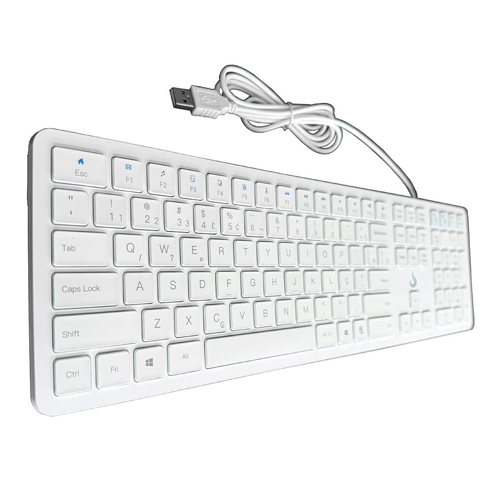 Teclado Slim Rise Mode, USB 2.0, ABNT2, Branco - RM-TS-FW