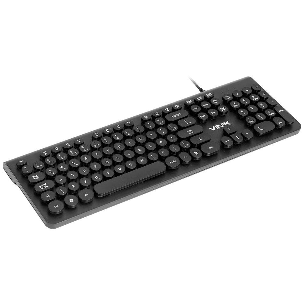 Teclado Multimídia Vinik DC100P, USB, Teclas Redondas, ABNT2, Preto - 65405