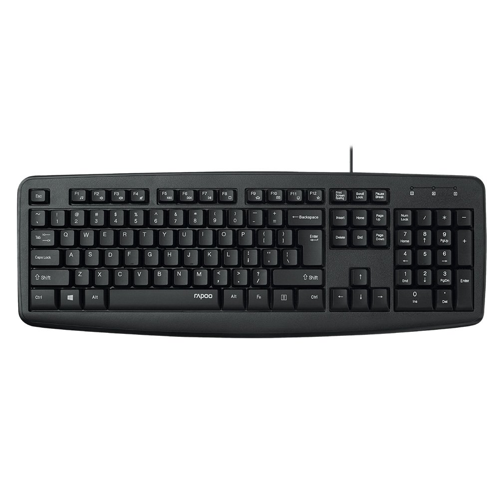 Teclado Rapoo NK2600, 104 Teclas de Membrana, Teclas Multimídia, ABNT, Resistente a Líquidos, USB, Preto - NK2600