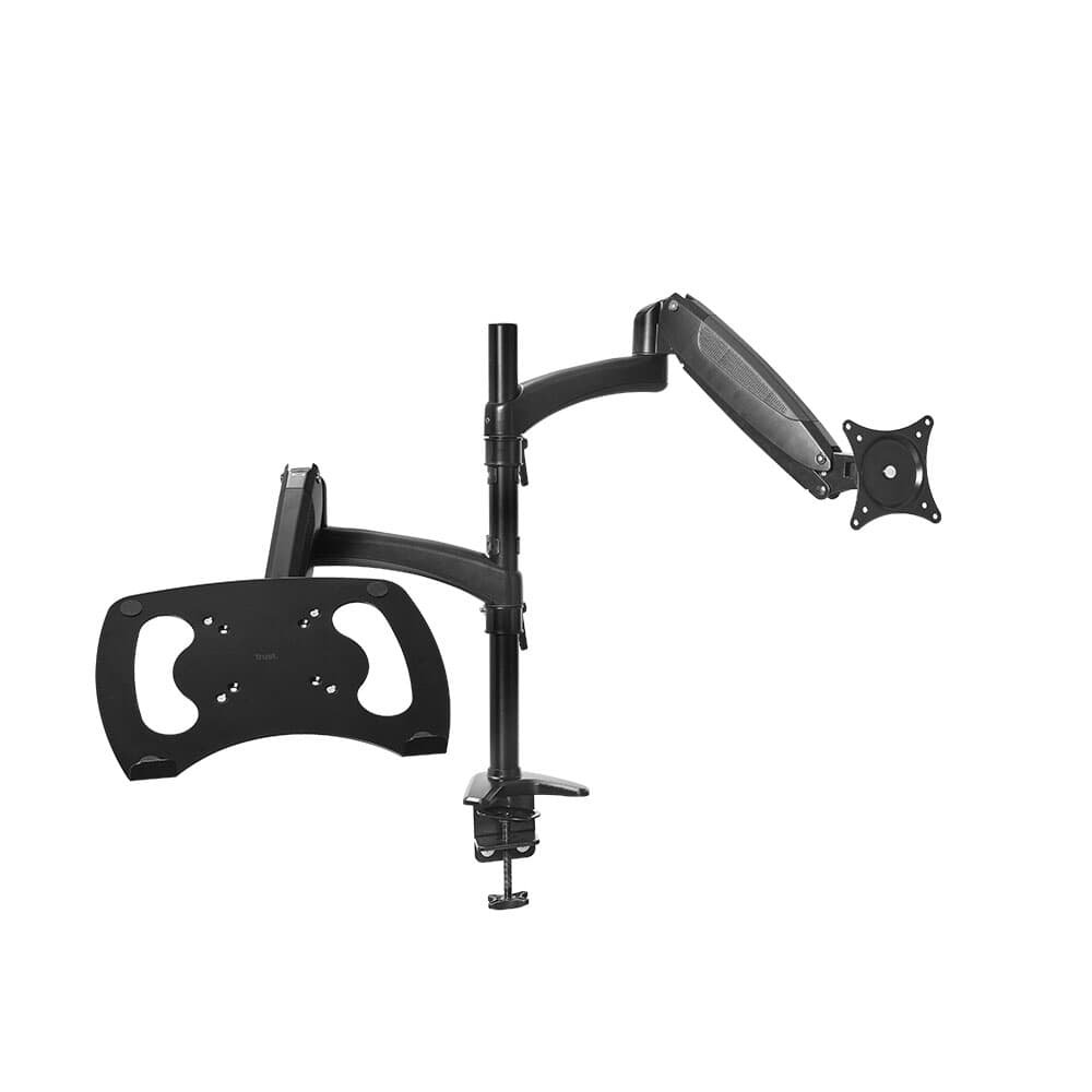 Suporte para Monitor e Laptop Até 32" Trust, Braço Duplo, Ergonômico, Preto - 25337