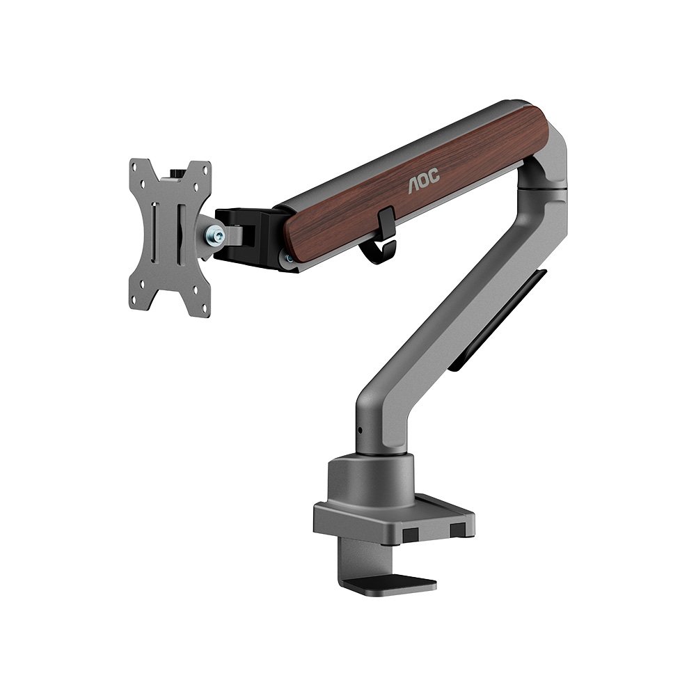Suporte de Mesa para Monitor de 17" a 32" AOC AM200, Ajustes com Mola Mecânica, Cinza e Madeira - AM200H3