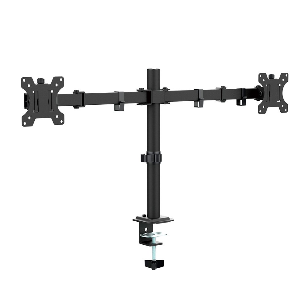 Suporte de Mesa Articulado para 2 Monitores de 13" a 32" Ergofirst, Ajuste de Inclinação, Altura e Giro, Preto - G01-C024