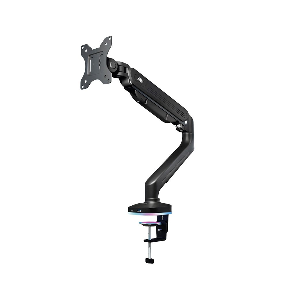 Suporte de Mesa Articulado Gamer para Monitor de 17" a 35" PIX, com Pistão a Gás e HUB USB-C/A, RGB, Preto - PX-GG9-S