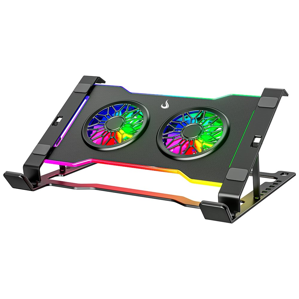 Base com Cooler em Aço Carbono para Notebook e Tablets Rise Mode, Até 17", Galaxy Gray X7, RGB - RM-CNC-07-RGB