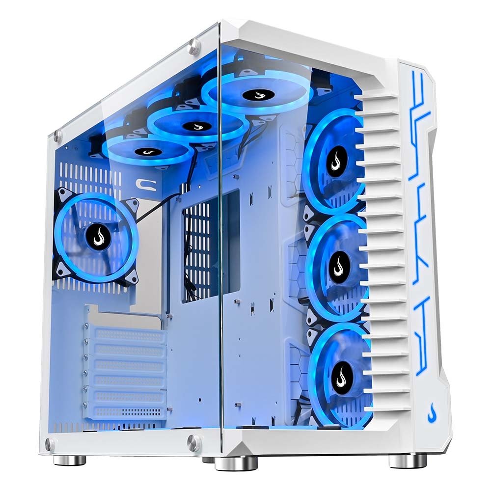 Gabinete Gamer Rise Mode Galaxy Glass, Mid Tower, ATX, Lateral e Frontal em Vidro Temperado, Sem FANs, Branco - RM-GA-GG-FW