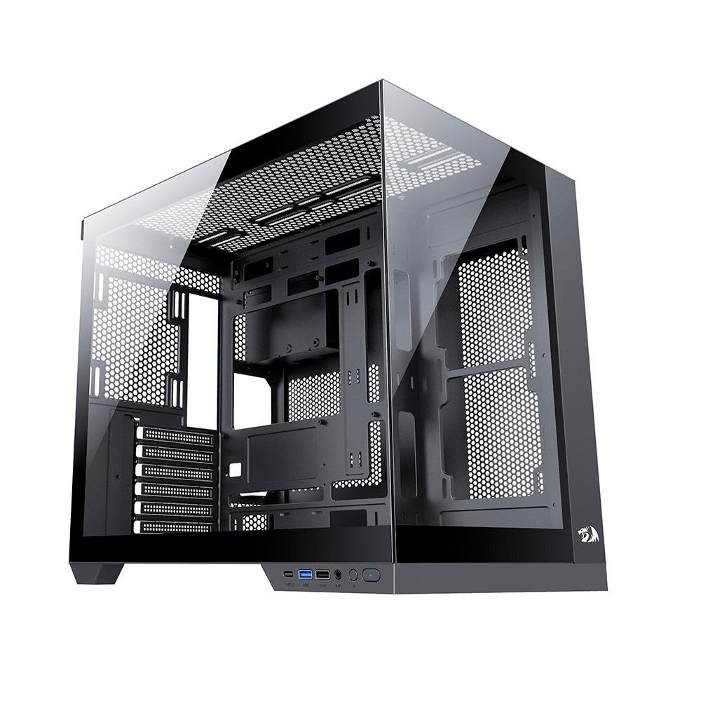 Gabinete Gamer Redragon Wideload Pro, Mid Tower, ATX, Lateral e Frontal em Vidro Temperado, Preto - CA-604B-PRO