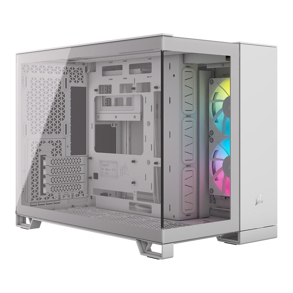Gabinete Gamer Corsair 2500X LINK Mid-Tower, M-ATX, Vidro temperado, 2x FANs, Branco - CC-9011268-WW
