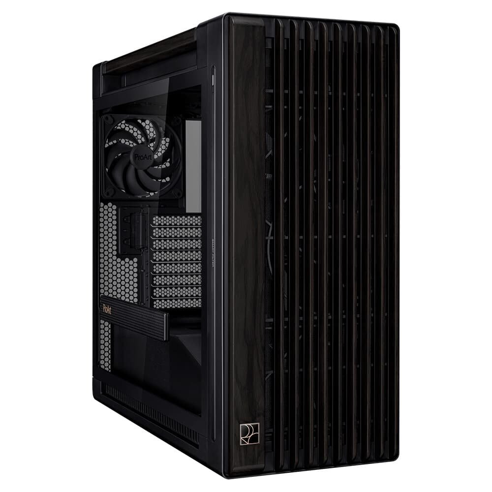 Gabinete ASUS PROART WOOD EDITION PA602, Mid Tower, E-ATX, Lateral em Vidro Temperado, Preto - 90DC00J0-B00010